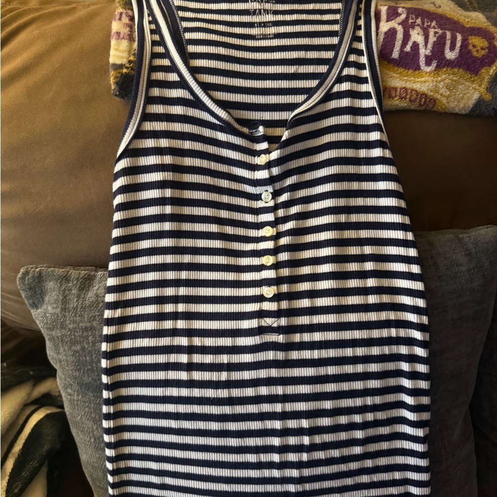 Aerie Navy and White Striped Tank Top